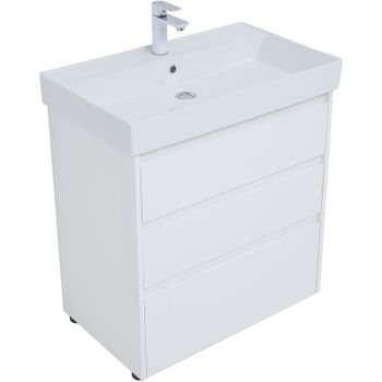 Тумба под раковину Aquanet Nova Lite 75 302472 Белый глянец — фото 3, Тумбы под раковину