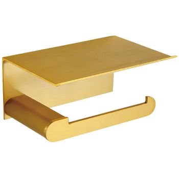 Держатель туалетной бумаги Nofer Capri 16228.G с полкой Золото матовое — фото 1, Держатели туалетной бумаги