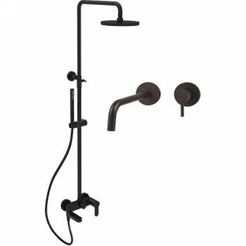 Комплект смесителей Paffoni Light KITCOL632NO007 Черный матовый — фото 1, Готовые комплекты для ванной комнаты