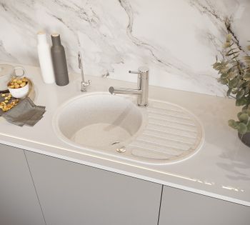 Кухонная мойка Domaci Бьелла DMC-18 GWS-18-331 Белая — фото 3, Кухонные мойки