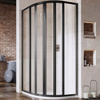 Душевой уголок Ravak Supernova SKKP6-80 80x80 3204O302Z1 профиль Черный стекло Transparent — фото 1, Душевые уголки четверть круга