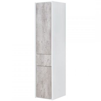 Шкаф пенал Roca Ronda 32 ZRU9303005 L подвесной Бетон Белый матовый — фото 1, Пеналы для ванной комнаты