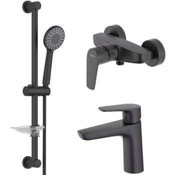 Комплект смесителей Aquatek Бетта AQ1131MB Черный матовый — фото 1, Готовые комплекты для ванной комнаты