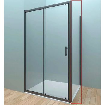 Душевая стенка Veconi Rovigo KP-05B 100 KP05B-100-01-C4 профиль Черный матовый стекло прозрачное — фото 1, Боковые стенки