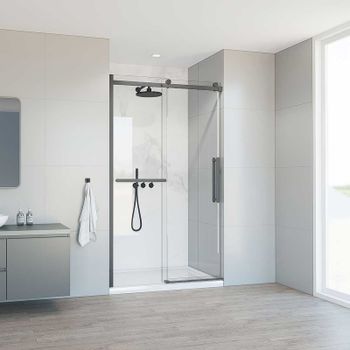 Душевая дверь Vincea Como Soft 120 VDS-1CS120CLGM профиль Вороненая сталь стекло прозрачное — фото 2, Раздвижные душевые двери