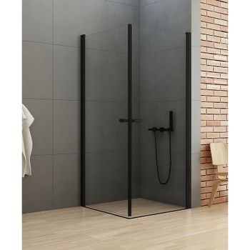 Душевой уголок New Trendy New Soleo Black 2D 100х100 D-0232A/D-0232A профиль Черный стекло прозрачное — фото 2, Квадратные душевые уголки