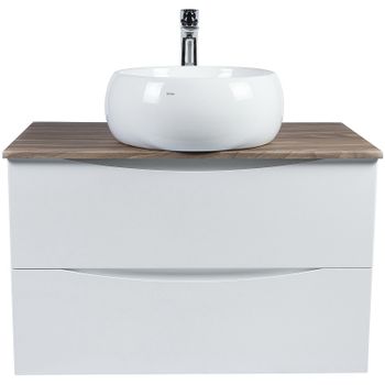 Тумба под раковину Bond Cube 80 T09805 подвесная Белая матовая Дуб — фото 21, Тумбы под раковину