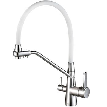 Смеситель для кухни ZorG Steel Hammer SH 903-8 CR Хром Белый — фото 1, Смесители для кухни