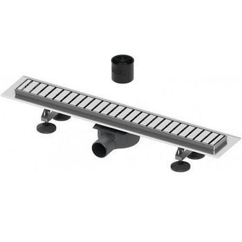 Душевой лоток Tece Linus 80 15100089 с решеткой straight Хром — фото 1, Душевые лотки