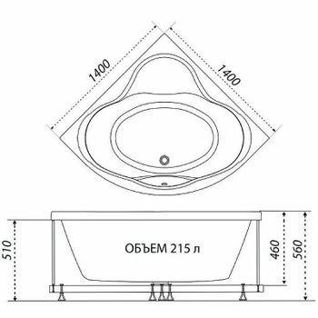 Акриловая ванна Triton Грация 140х140 Щ0000048049 без гидромассажа — фото 8, Акриловые ванны