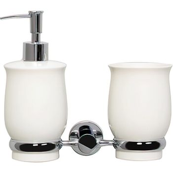 Дозатор для жидкого мыла WasserKRAFT K-24289 со стаканом для зубных щеток Хром — фото 1, Дозаторы