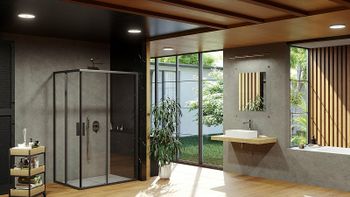 Душевая дверь Ravak Blix Slim BLSRV2K-80 X1XM40300Z1 профиль Черный стекло Transparent — фото 3, Раздвижные душевые двери