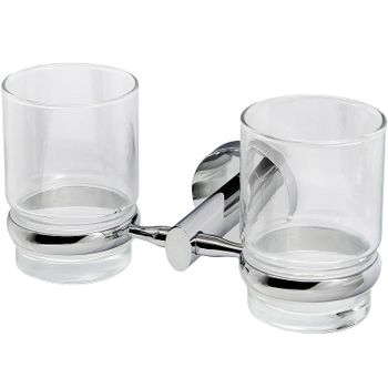 Стакан для зубных щеток WasserKRAFT Rhein K-6228D двойной Хром — фото 1, Стаканы для зубных щеток