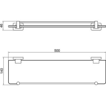 Стеклянная полка Schein Klimt 9272BG Золото матовое — фото 2, Полки для ванной и душа