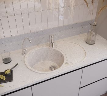 Кухонная мойка Domaci Бьелла DMC-18L DMC-18L-328 Бежевая — фото 2, Кухонные мойки