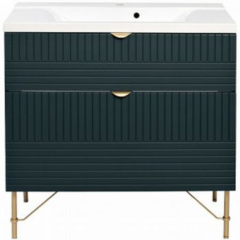 Тумба с раковиной Veedi Monte Lux 90 14000014 Зеленая Золото — фото 1, Тумбы с раковиной