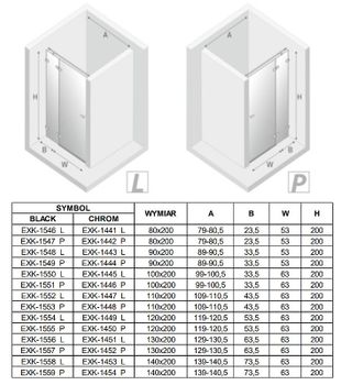 Душевая дверь New Trendy Avexa Chrome 110 L EXK-1447 профиль Хром стекло прозрачное — фото 9, Распашные душевые двери