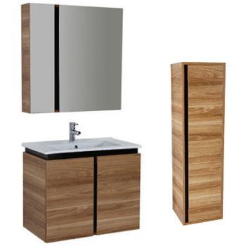 Тумба с раковиной Creavit Verti 80 VE0080.42.VV подвесная Орех — фото 2, Тумбы с раковиной