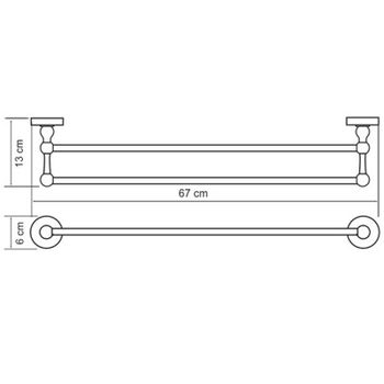Полотенцедержатель WasserKRAFT Diemel K-2240 двойной Хром — фото 4, Полотенцедержатели