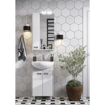 Тумба под раковину Aquaton Бекка PRO 50 1A210801BAC20 Белый Дуб сомерсет — фото 5, Тумбы под раковину