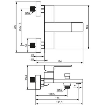 Смеситель для ванны Damixa Gala 531000300 Черный матовый — фото 4, Смеситель для ванны