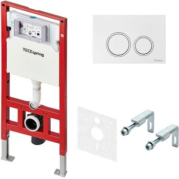 Инсталляция Tece Spring S401103 для подвесного унитаза с Белой глянцевой клавишей смыва — фото 1, Инсталляции для унитазов