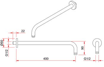 Кронштейн для верхнего душа Berges Ventas R 074009 Хром сильвер — фото 3, Кронштейны для верхнего душа