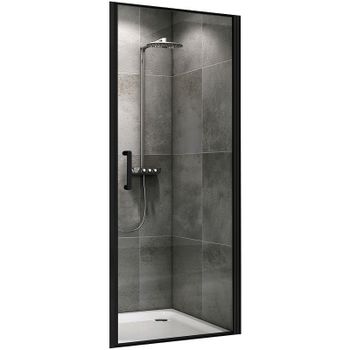 Душевая дверь Abber Sonnenstrand 90 AG04090B профиль Черный стекло прозрачное — фото 1, Распашные душевые двери