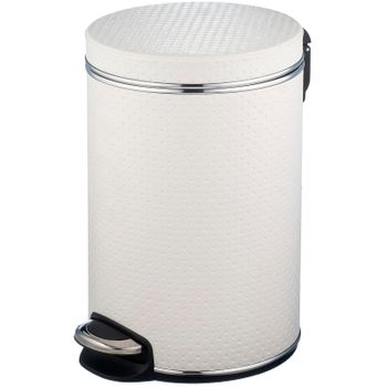 Ведро для мусора Geralis V-PWH-S Punto Белое, кант Хром, 8 л — фото 1, Мусорные ведра