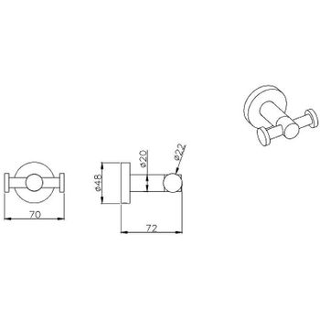 Двойной крючок Aquatek AQ4002MB Черный матовый — фото 2, Крючки для полотенец