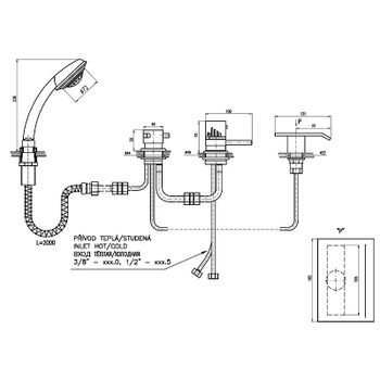 Смеситель на борт ванны Rav Slezak Dunaj Termostat DT274.5PZ с термостатом Золото — фото 2, Смесители на борт ванны