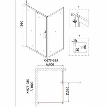 Душевая дверь Niagara Nova 100 NG-83-10AB профиль Черный стекло прозрачное — фото 4, Распашные душевые двери