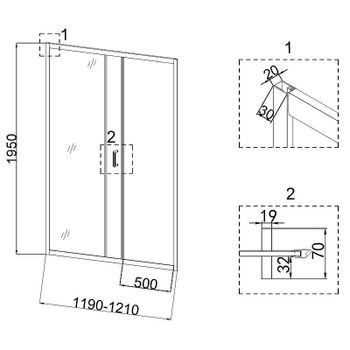 Душевая дверь Niagara Nova 120 NG-42-12AG профиль Холодное золото стекло прозрачное — фото 8, Раздвижные душевые двери