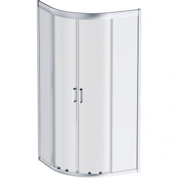 Душевой уголок AM.PM Gem 80х80 W90G-401-080WT радиальный профиль Матовый хром стекло прозрачное — фото 1, Душевые уголки четверть круга