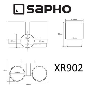 Стакан для зубных щеток Sapho X-round XR902 двойной Хром — фото 2, Стаканы для зубных щеток