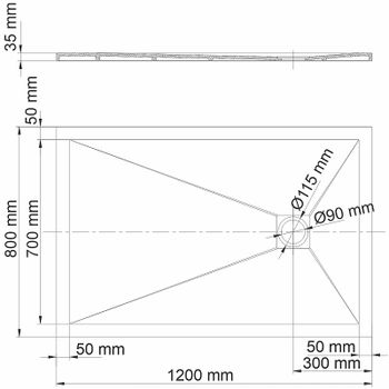 Душевой поддон из искусственного камня WasserKRAFT Dill 120x80 61T06 Черный матовый — фото 3, Душевые поддоны из искусственного камня