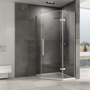 Душевой уголок Abber Ewiges Wasser 100х100 AG05100 профиль Хром стекло прозрачное — фото 1, Душевые уголки трапеция