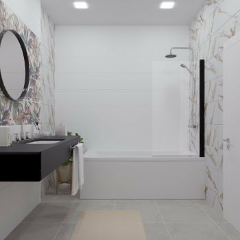 Шторка на ванну Triton Соло-Блэк 75х140 Щ0000051154 профиль Черный стекло прозрачное — фото 2, Шторки для ванной распашные