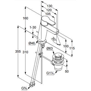 Смеситель для раковины Kludi Pure Easy 371900565 Хром — фото 4, Смесители для раковины