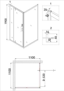 Душевой уголок Niagara Nova 110х110 NG-43-11AG-A110G профиль Холодное золото стекло прозрачное — фото 5, Квадратные душевые уголки