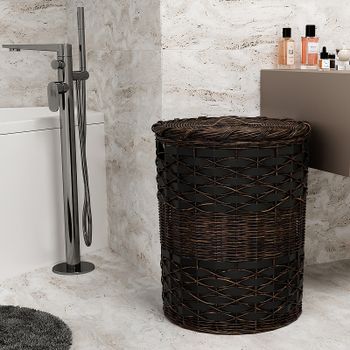 Корзина для белья WasserKRAFT Bever WB-240-L с крышкой Темно-коричневая — фото 2, Корзины для белья