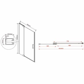 Душевая дверь Vincea Extra 90 VDP-1E8090CLGM профиль Вороненая сталь стекло прозрачное — фото 8, Распашные душевые двери