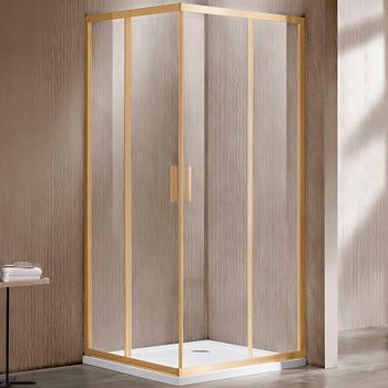 Душевой уголок Vincea Garda 120x110 VSS-1G1112CLG профиль Брашированное золото стекло прозрачное — фото 1, Прямоугольные душевые уголки