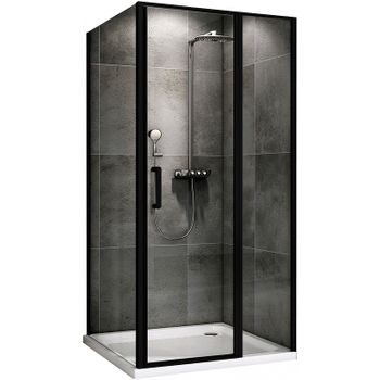 Душевой уголок Abber Sonnenstrand 100x100 AG04100BS-S100B профиль Черный стекло прозрачное — фото 1, Квадратные душевые уголки