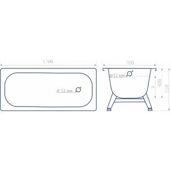 Стальная ванна ВИЗ Donna Vanna 170х70 DV-73901 без антискользящего покрытия — фото 5, Стальные ванны