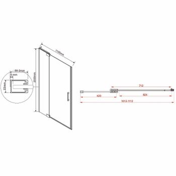 Душевая дверь Vincea Extra 110 VDP-1E1011CLGM профиль Вороненая сталь стекло прозрачное — фото 8, Распашные душевые двери