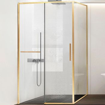 Душевой уголок Vincea Slim Soft 110x80 VSR-1SS8011CLG профиль Брашированное золото стекло прозрачное — фото 1, Прямоугольные душевые уголки