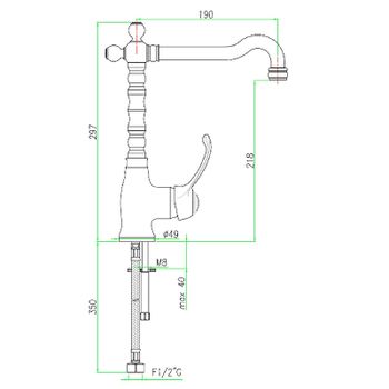 Смеситель для раковины Webert Aurora AU831802065 Бронза — фото 3, Смесители для раковины