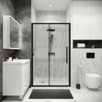 Душевая дверь Grossman Cosmo 120 100.K33.02.120.21.00 профиль Черный матовый стекло прозрачное — фото 5, Раздвижные душевые двери