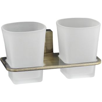 Стакан для зубных щеток WasserKRAFT Exter K-5228D двойной Светлая бронза — фото 1, Стаканы для зубных щеток